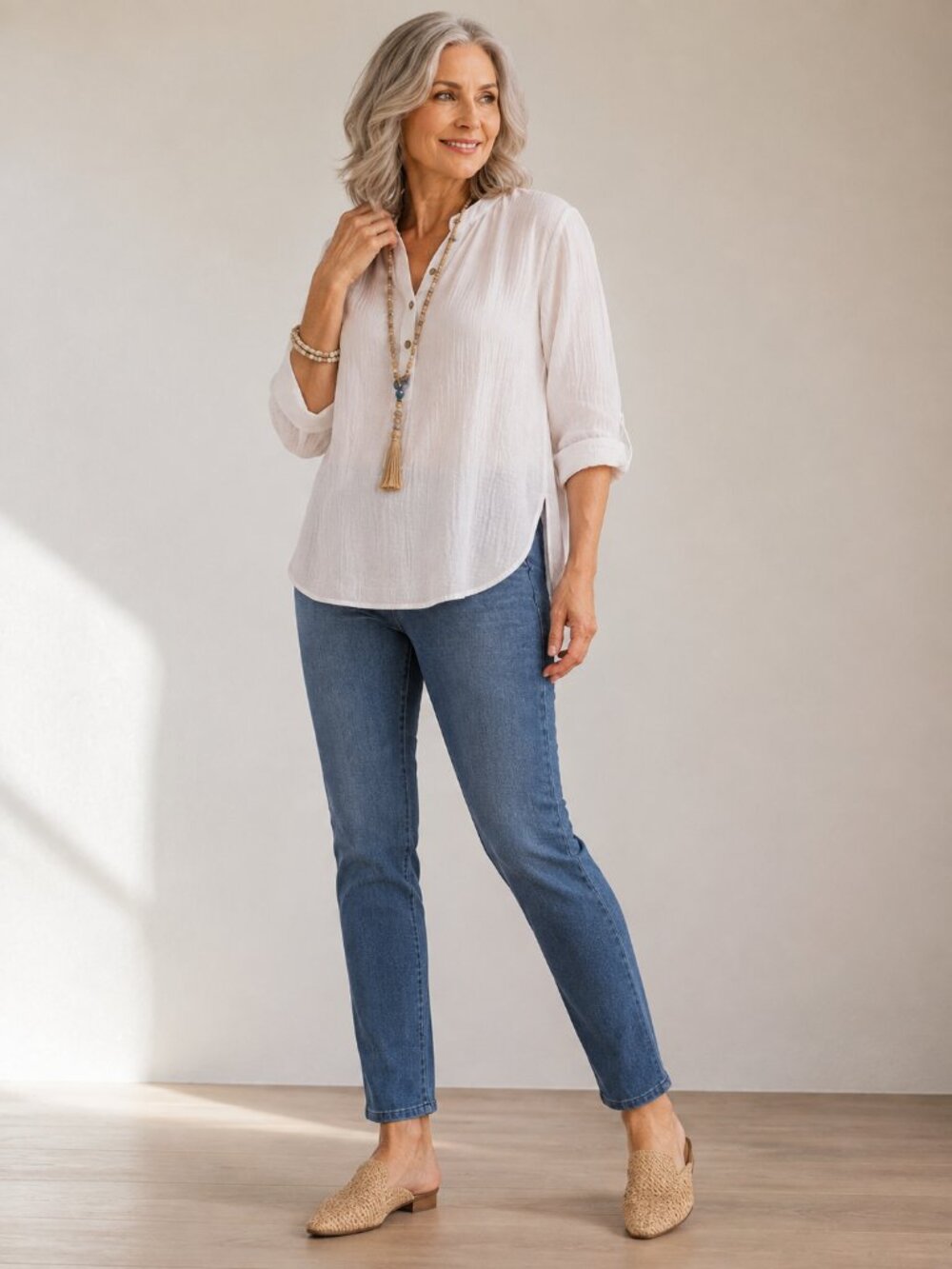 Soft Surroundings Ultimate Denim Pull-On Slim Jeans Medium Light Wash Stretch